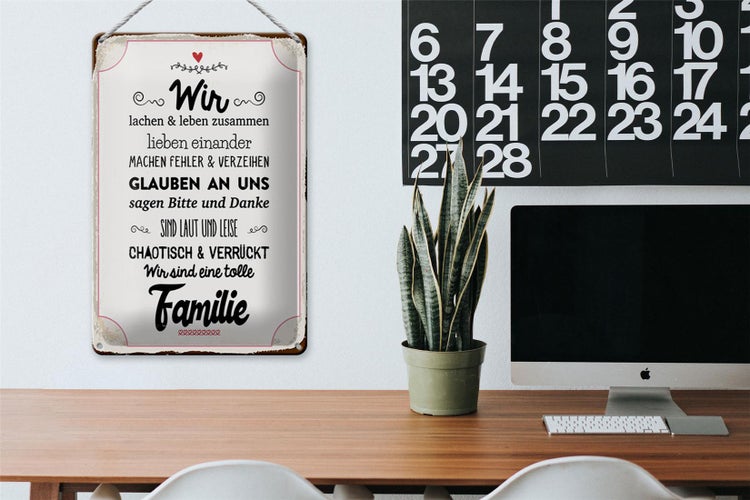 Blechschild Spruch 20x30cm Wir lachen und leben zusammen