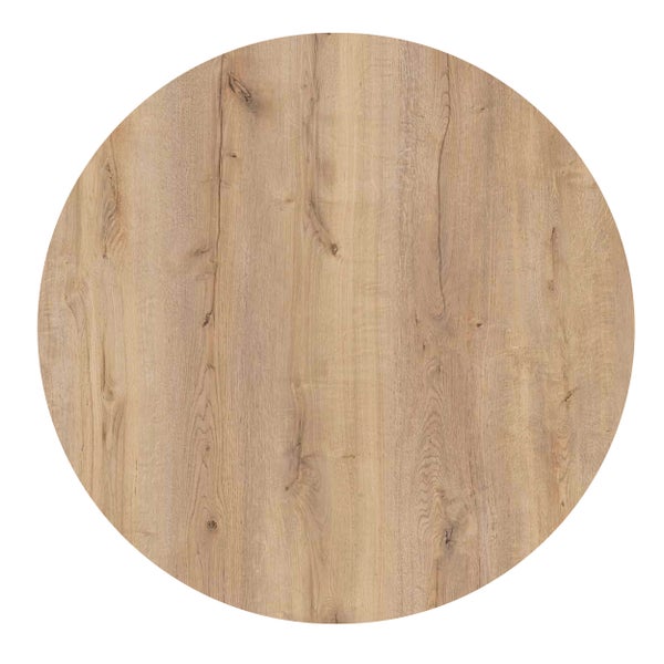 Runde Tischplatte in Eichenoptik mit natürlicher Maserung und Astanteilen
