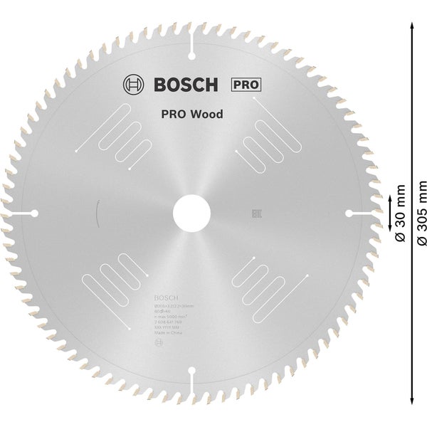 Bosch Pro Holzsägeblatt mit einem Durchmesser von 305 mm und einer Bohrung von 30 mm.