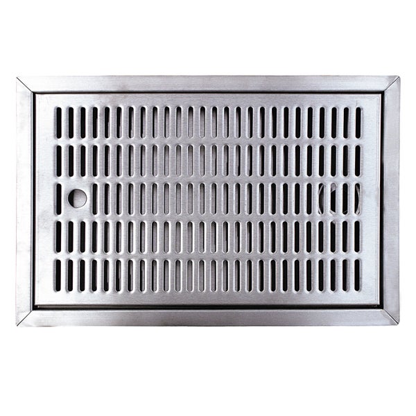 Tropfblech, Abtropfblech, Tropfschale - CNS zum Einlassen 440 mm x 240 mm inkl. Ablaufstutzen