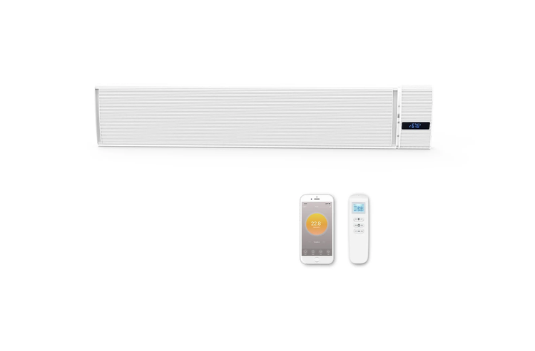 Terrassenheizer Quality Heating Whitewarm Wifi 2400W Edelstahl Weiß inkl. Fernbedienung, IP44, 39.000 Std. Lebensdauer