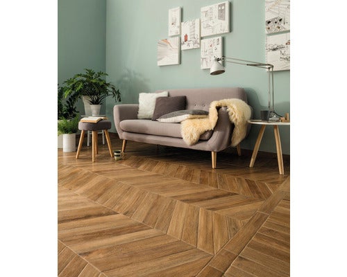 Wand- und Bodenfliese Auvergne Dore Chevron 7,5x40,7cm