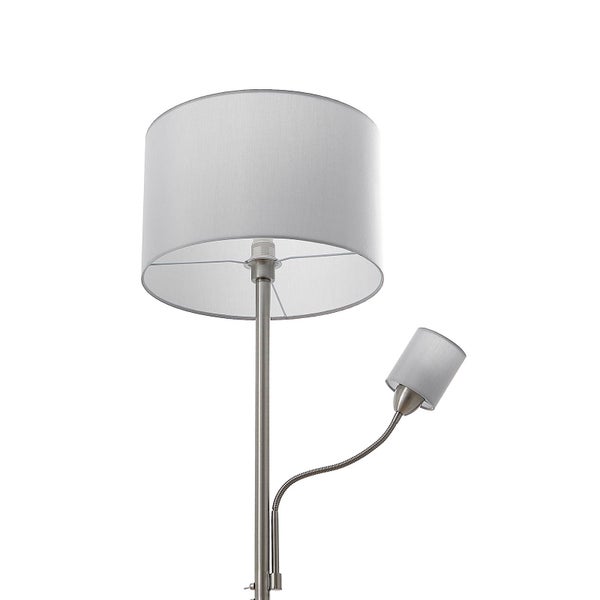 Lindby Stehlampe Colima (Modern) in Alu aus Metall (2 flammig, E27) - Textil Stehleuchte Floor Lamp Standleuchte Wohnzimmerlampe Wohnzimmerleuchte