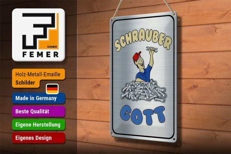Blechschild Spruch 20x30cm Schrauber Gott Werkzeug