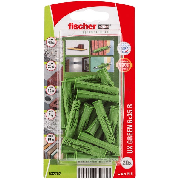 Fischer Dübel UX Grün 6 x 35 R, 20 Stück, in Verpackung