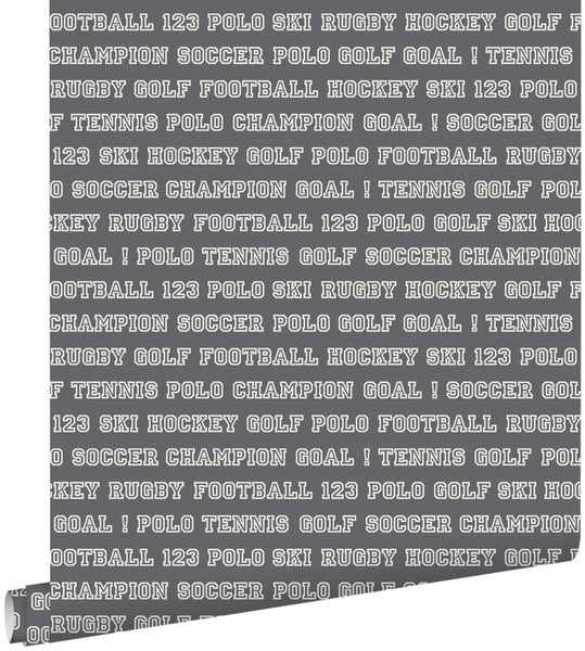 ESTAhome Tapete Sportarten Dunkelgrau - 53 cm x 10.05 m - 138803