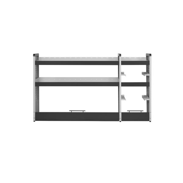 PROREGAL Fahrzeugregal KFZ | 2 Ebenen & 2 Kofferebenen | HxBxT 110x192x40cm | Lichtgrau/Anthrazit | Autoregal, Einbauregal, Kofferregal