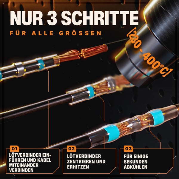 BAURIX® Lötverbinder Set [120 Stück] I IP67 Schrumpfverbinder für wasserdichte Kabel-Verbindungen I Kabelverbinder Set, Stoßverbinder