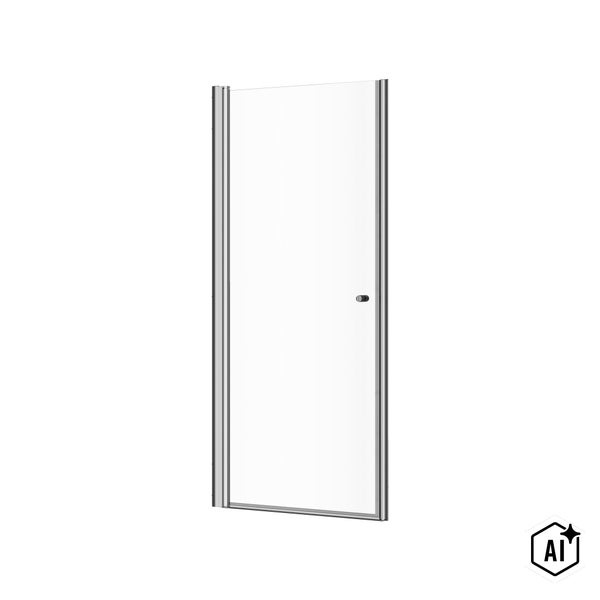 Duschdrehtür aus Sicherheitsglas mit Metallprofilen für eine Duschkabine
