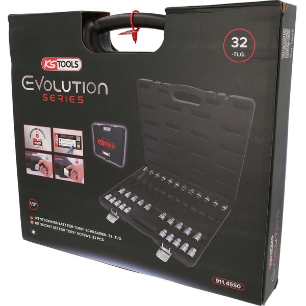 KS Tools Evolution Serie Bit Stecknuss Satz für Torx Schrauben, 32-teilig, im Koffer