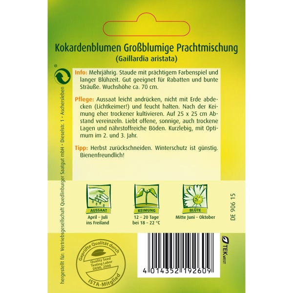 Kokardenblume Großblumige Mischung Samen von Quedlinburger SAATGUT