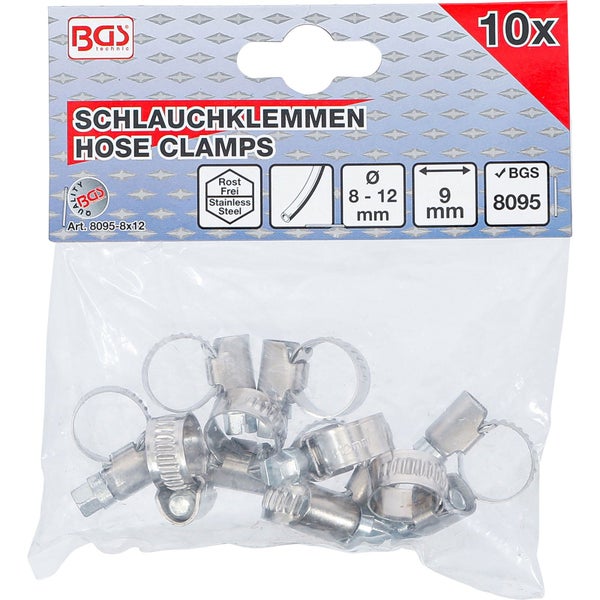 BGS Schlauchklemmen rostfrei 8 x 12 mm 10tlg. - 8095-8x12