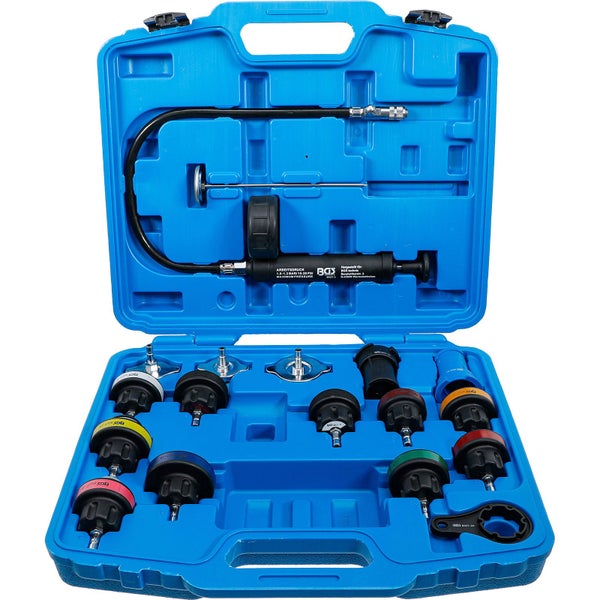 Kühlmittel-Druckprüfgerät im blauen Koffer