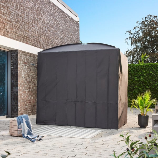 Home Deluxe - Gartenliege - PROVENCE inkl. Abdeckung, Maße: ca. 236 x 180 x 210 cm, Schwebendes Rattanbett inkl. Vorhänge und Schiebedach I Hollywoodschaukel Sonnenliege Schaukelliege