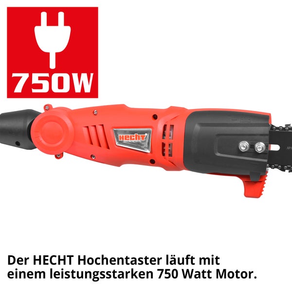 Hecht Logo. Hochentaster mit 750 Watt Motor.