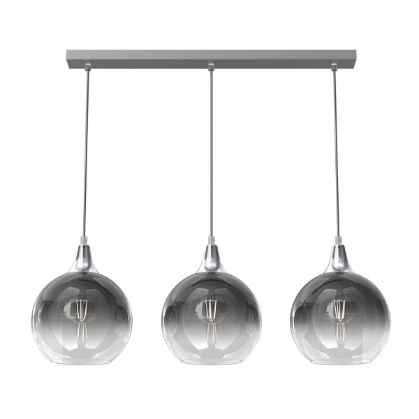 Pendelleuchte Hängeleuchte Mariopa P3 Silber 3 x E27 Metall + Glas 60 cm 11163