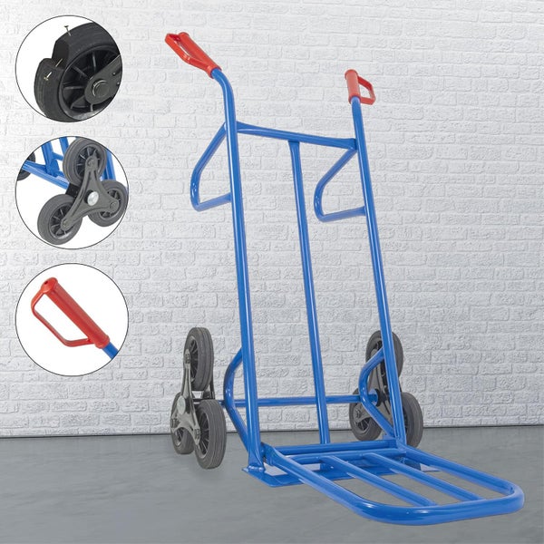 Treppensackkarre Trestles S20A Stahl | Klappbare Treppenkarre mit Sternrädern & 200 kg Tragkraft | Blau | Profi-Transporthilfe Made in EU