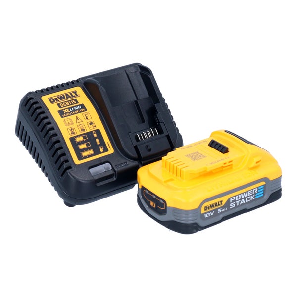DeWalt Akku-Starter-Set bestehend aus dem Ladegerät DCB115 und einem 18 Volt, 5 Amperestunden Powerstack Lithium-Ionen-Akku