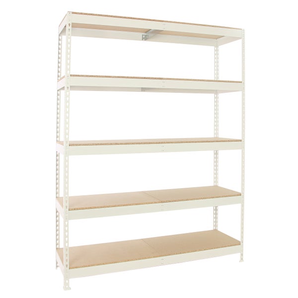 PROREGAL Schwerlastregal Wood Beast Five HxBxT 200x180x45 cm Fachlast 600 kg Weiß