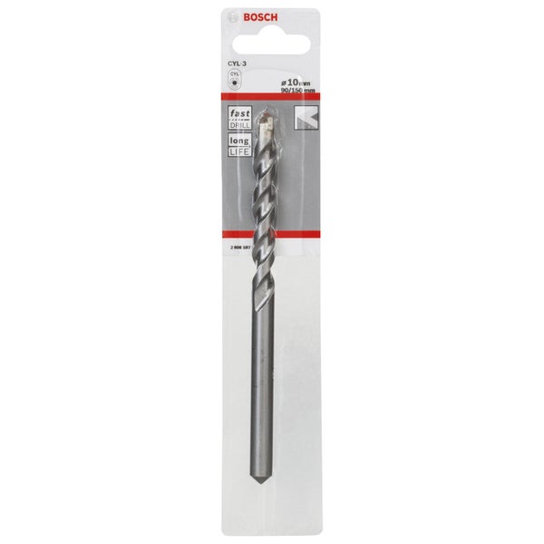 Bosch 1x Betonbohrer CYL-3 Silver Percussion 10 x 90 x 150 mm Ø 9 mm - 2608597899