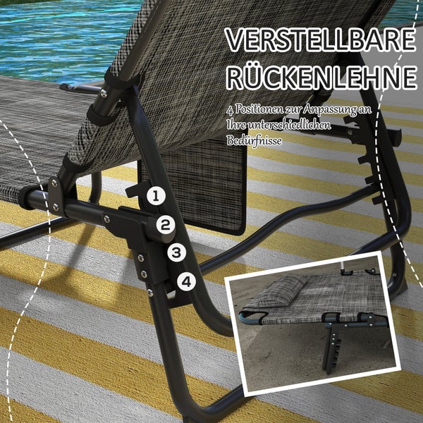 Verstellbare Rückenlehne der Gartenliege mit vier Positionen