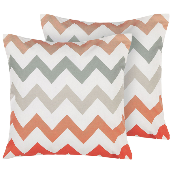 Gartenkissen 2er Set LAGARO ZickZack-Muster 45 x 45 cm Bunt