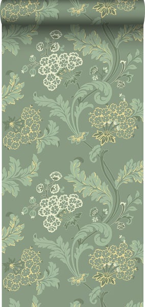 Duro Tapete Blumen Grün - 53 cm x 10.05 m - 661200