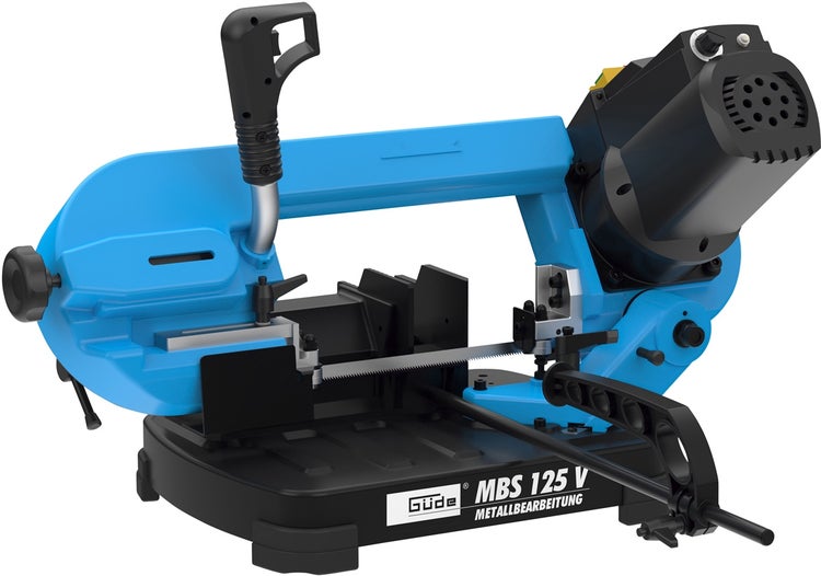 Güde Metallbandsäge MBS 125 V für präzise Metallbearbeitung mit verstellbarem Schraubstock und variablem Drehzahlregler.