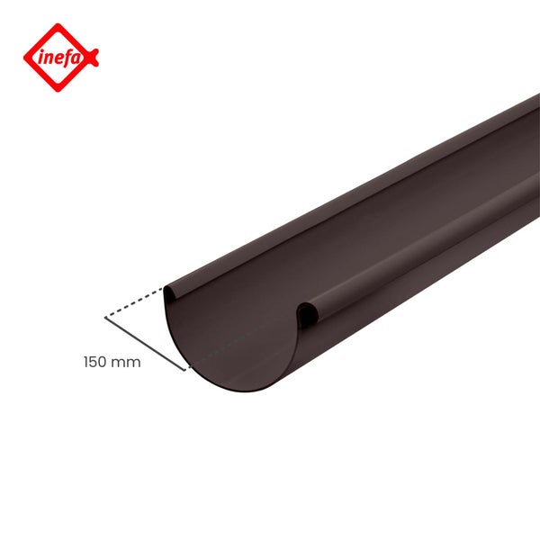 Inefa Logo, Inefa Dachrinne, halbrund, Kunststoff, Breite 150 Millimeter.