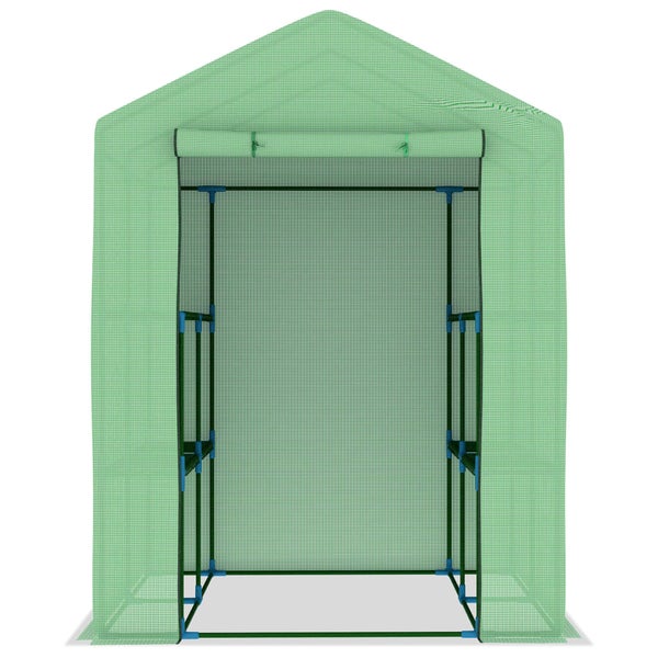 Gewächshaus mit Ablagen Stahl 143x143x195 cm