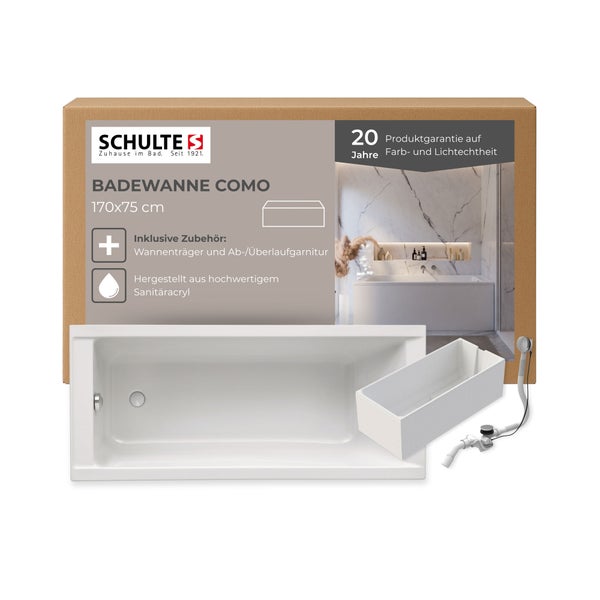 Schulte Como Badewanne, 170x75 cm, aus Sanitäracryl