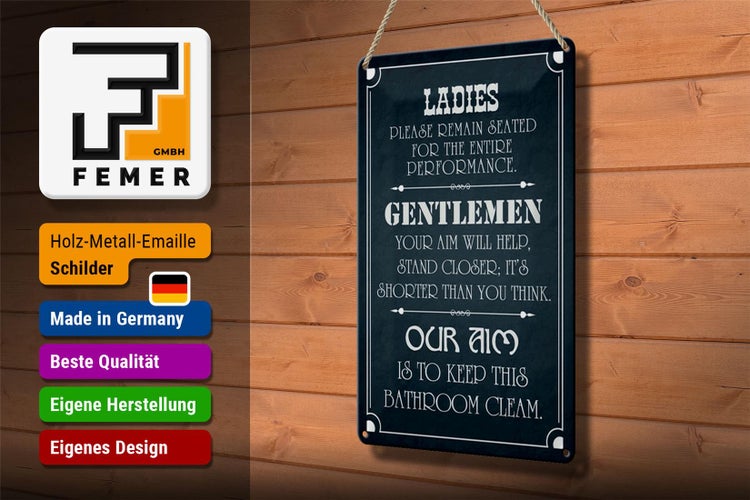 Blechschild Spruch 20x30cm Ladies Gentlemen Badezimmer