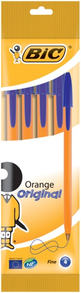 BIC Kugelschreiber Orange Original fine 0.35mm blau, 4er Set