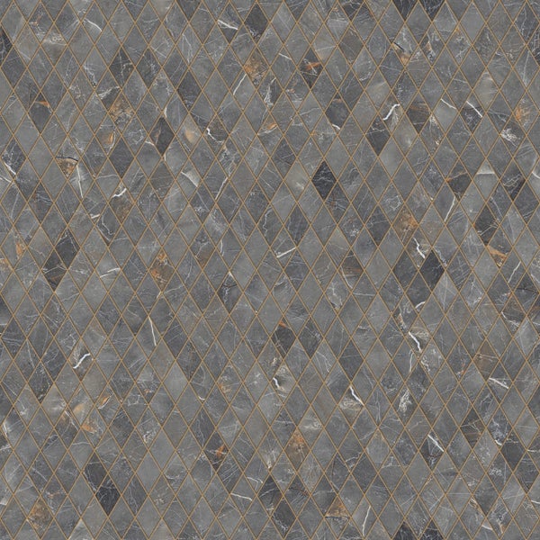 Mosaikfliese in Rautenform mit Marmoroptik und feinen Adern.