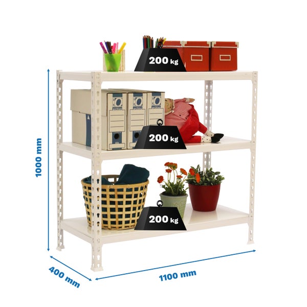 PROREGAL Schwerlastregal Small Metal Shark HxBxT 100 x 110 x 40 cm Fachlast 200 kg Weiß