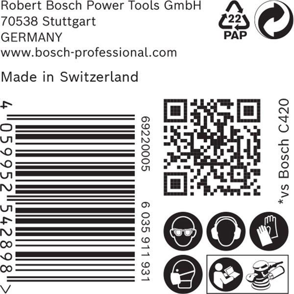 Bosch 50x Expert C470 Schleifpapier ohne Löcher für Winkelschleifer und Bohrer 125 mm G 40 - 2608900951