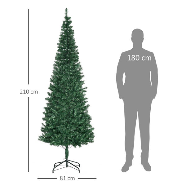 HOMCOM Weihnachtsbaum, Ø81 x 210 cm, PVC, Grün