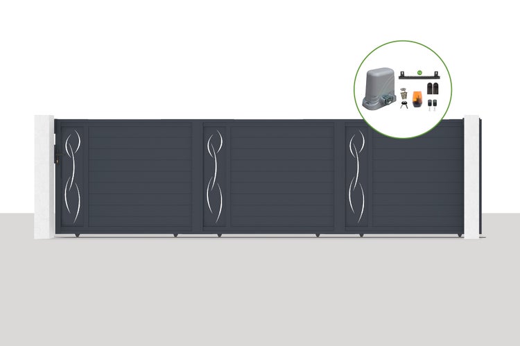 Schiebetor 6m LIFE H.160cm Aluminium + TANKER C600 Motorisierung