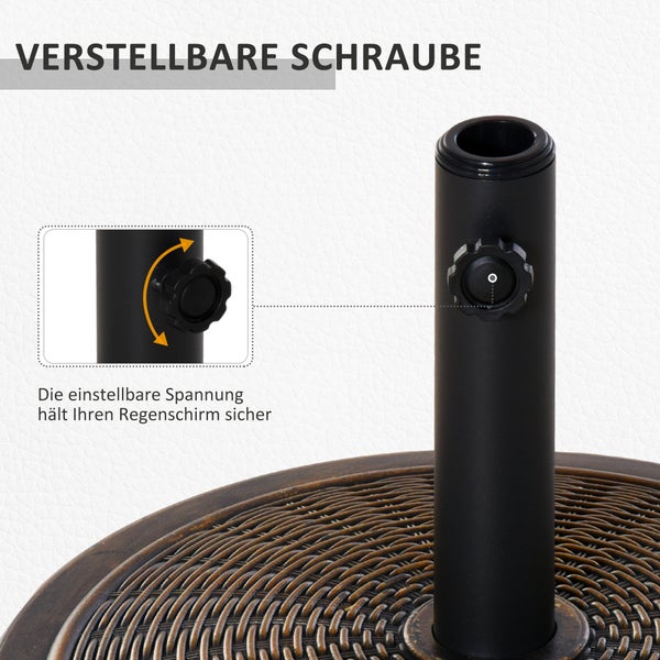 Sonnenschirmständer mit verstellbarer Feststellschraube am Rohr zur sicheren Fixierung des Schirmmastes.