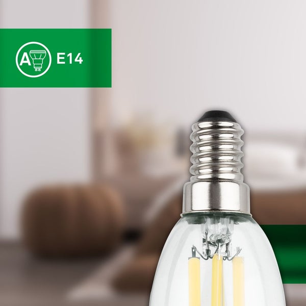 2er Set LED Leuchtmittel E14 LED Lampe Kerze Warmweiß Effizienzklasse A