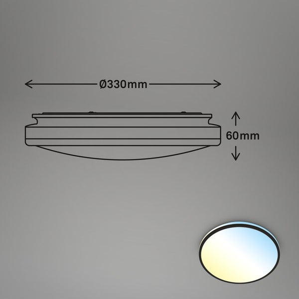 Briloner Pulup LED Deckenlampe, Dimmbar, Fernbedienung, Timer, Nachtlichtfunktion, Schwarz, Ø33 x 6 cm