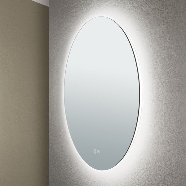 Runder Badezimmerspiegel mit integrierter LED Beleuchtung und Touch Sensor zur Wandmontage
