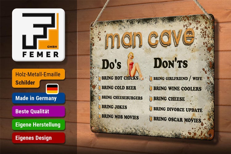 Blechschild Spruch 30x20cm Man Cave Do´s Don´ts
