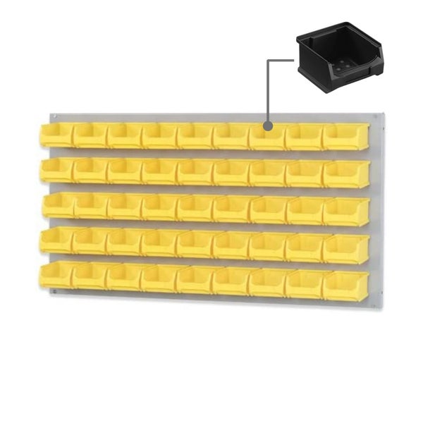 PROREGAL Trägersystem Graue Systemplatte mit 45 x Leitfähigen Sichtlagerboxen 1.0 Maße H x B 50 x 100 cm Sichtlagerbox Sichtlagerbehälter