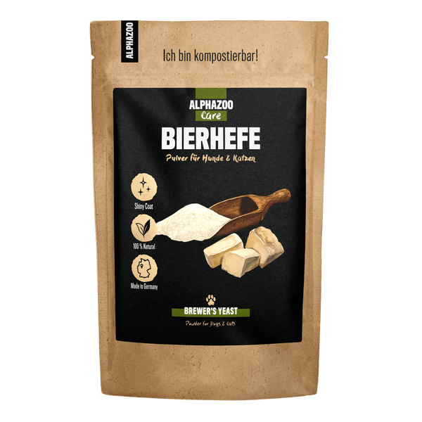 ALPHAZOO Bierhefe Pulver 750g für Hunde und Katzen I Reine Hefe I Vitamin B Komplex