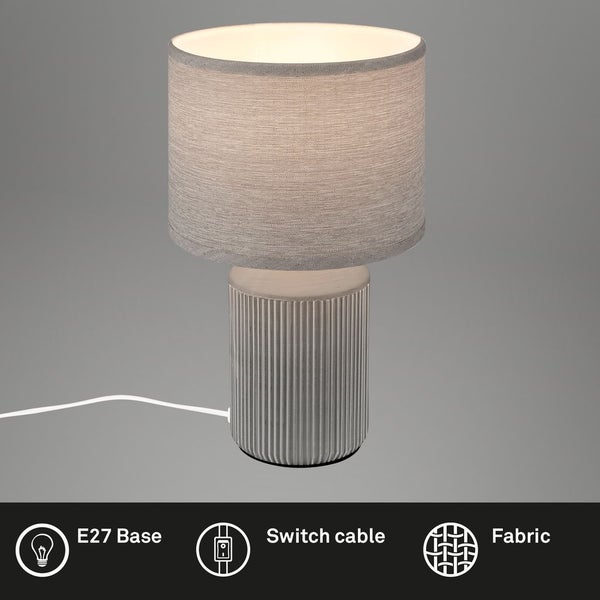 Tischlampe Tischleuchte Wohnzimmer Schlafzimmer Stoffschirm Keramikfuß