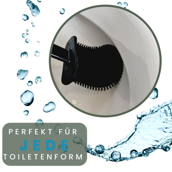 Klobürste Silikon schwarz Wandmontage Silikon Toilettenbürste WC Bürste Klobürstenhalter ohne bohren Bürstengarnitur WC Bürsten & Halter