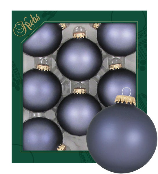 Blaugrau matt 7cm Glaskugeln uni, 8 Stck., Weihnachtsbaumkugeln, Christbaumschmuck, Weihnachtsbaumanhänger