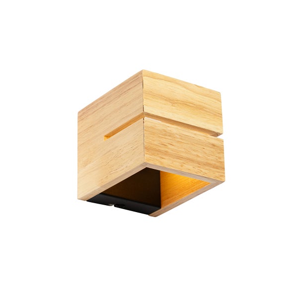 Quadratische Wandleuchte aus Holz mit modernem Design