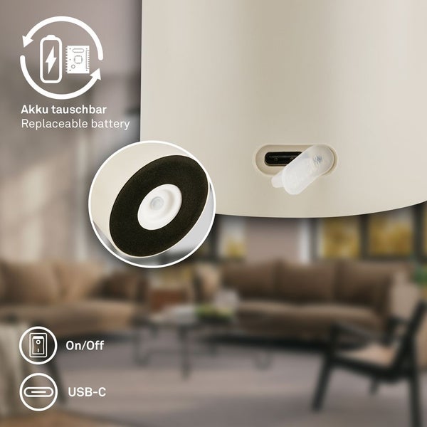 LED Tischlampe Akku LED Tischleuchte Kabellos Dimmbar Touch Outdoor Warmweiß